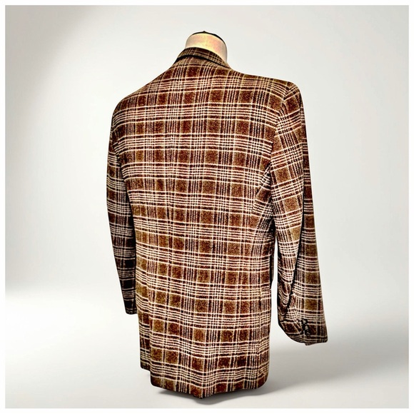 Joseph Abboud 100% Wool Brown Plaid Blazer | 40R | Classic Tailored Sport Coat - Picture 3 of 9